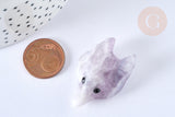 Pendentif tête de loup fluorite 37-42 mm, création bijou pierre naturelle, x1 (G7182)