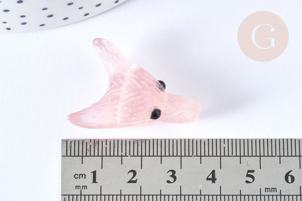 Pendentif tête de loup quartz rose 37-42mm, pendentif en pierre naturelle, pierre, x1 (G7553)