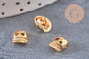 Pendentif tête de mort laiton doré 2.5microns, pendentif sans nickel, pendentif laiton doré,9mm, x2 (G2449)