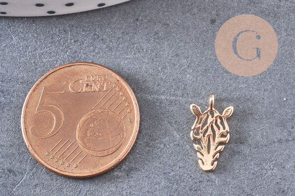 Pendentif tête de zèbre laiton doré 18k 14mm,Pendentif doré pour création de bijoux, x1 G5999