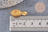 Pendentif tibétain laiton doré, breloque bouddhisme, pendentif laiton religieux, 21mm, x2 (G4324)