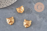 Raw brass tiger relief pendant 16mm, x1 (G10163)
