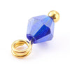 Pendentif toupie doré carats cristal multicolore transparent 9mm, pendentif doré cristal, X8 (G6223)
