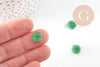 Pendentif trèfle 4 feuilles verre vert laiton 14.5mm, x1 (G10824)