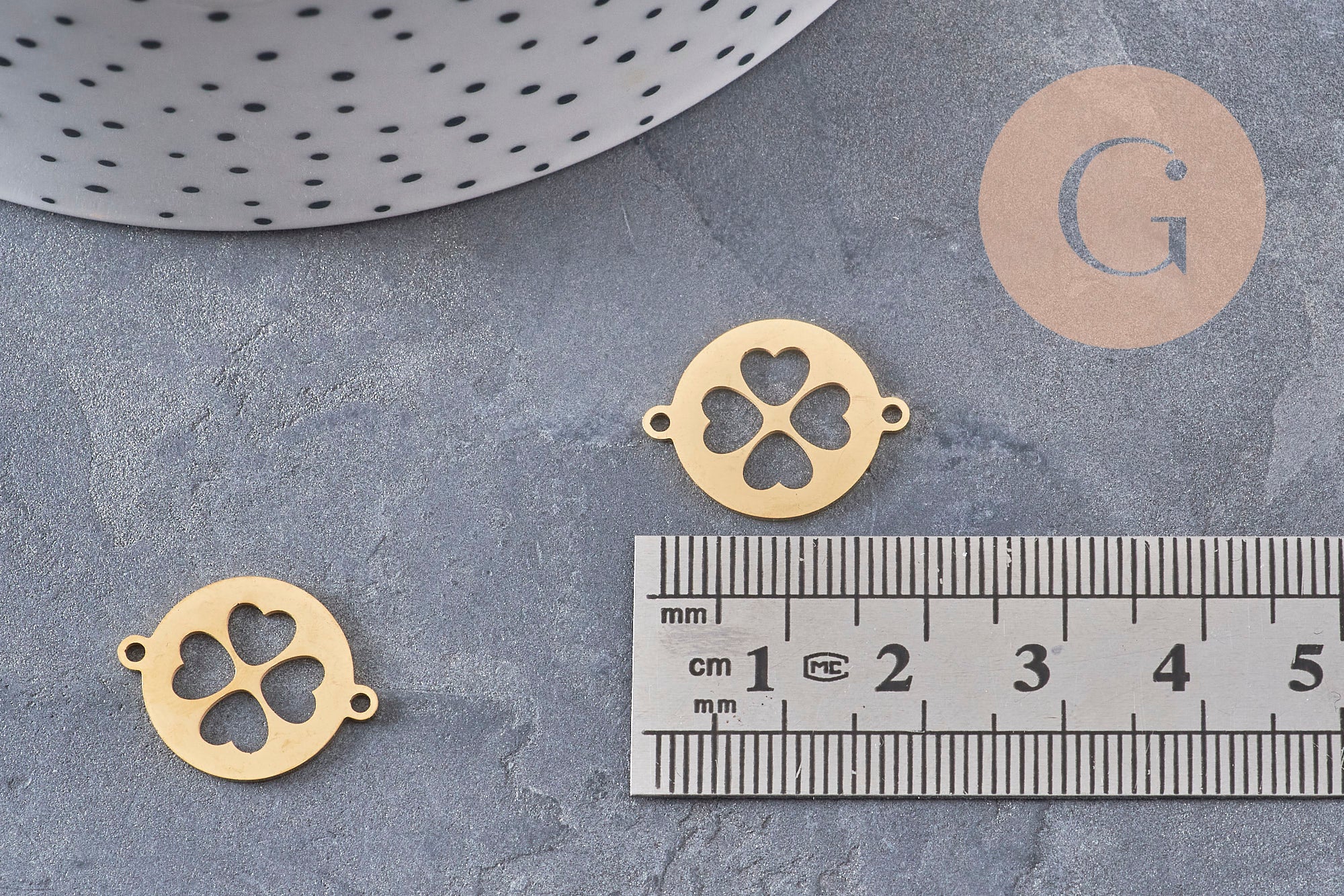 Pendentif trèfle acier 201 inoxydable doré ou platine 19.5mm, x1 (G10975)