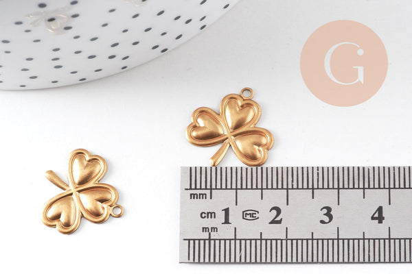 Pendentif trèfle en laiton , x 2 G8026