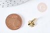Pendentif trèfle quatre feuilles laiton doré 18K 11mm, x1 (G8737)