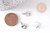 Pendentif trèfle quatre feuilles laiton platine 11mm, x2 (G10516)