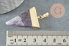 Pendentif triangle améthyste violette, fournitures créatives, pendentif pierre, support doré, création bijoux, pierre naturelle, 33mm, x1 (G1362)