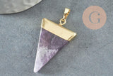 Pendentif triangle améthyste violette naturelle 33mm, x1 (G1362)