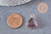 Pendentif triangle améthyste violette, pendentif pierre, support doré, création bijoux pierre naturelle, 19mm, x1 G3938