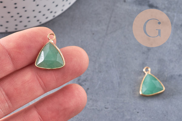 Pendentif triangle aventurine verte facettes,pendentif bijoux, pendentif aventurine pierre Naturelle,19mm, x1, G5013