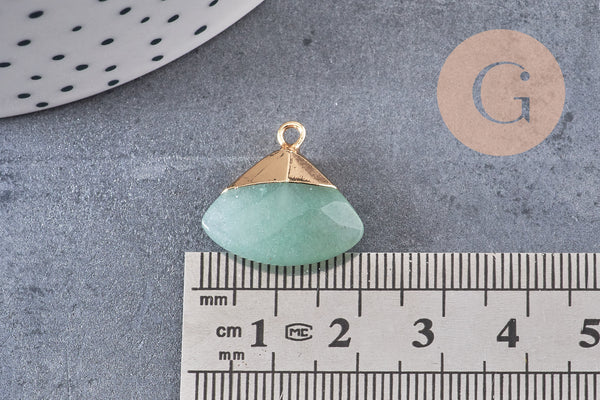 Pendentif triangle aventurine verte facettes,pendentif bijoux, pendentif aventurine pierre Naturelle,20mm, x1, G2997