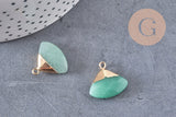 Pendentif triangle aventurine verte naturelle facettes 20mm, x1, G2997