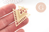 Pendentif triangle ethnique acier 201 inoxydable dore 45mm,breloque sans nickel pour création bijoux x2 G2922