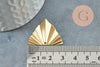 Pendentif triangle éventail plié laiton brut lisse, apprêt doré sans nickel, Pendentif doré en laiton brut,29x22mm, x2 (G3222)