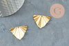 Pendentif triangle éventail plié laiton brut lisse, apprêt doré sans nickel, Pendentif doré en laiton brut,29x22mm, x2 (G3222)