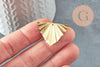 Pendentif triangle éventail plié laiton brut texturé 29x22mm, un Pendentif doré en laiton brut, X2 (G3221)
