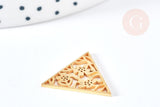 Pendentif triangle fleuri acier doré 17mm, breloque doré, acier inoxydable doré, pendentif sans nickel, création bijoux, x1 (G5925)