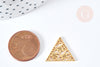 Pendentif triangle fleuri acier doré 17mm, breloque doré, acier inoxydable doré, pendentif sans nickel, création bijoux, x1 (G5925)