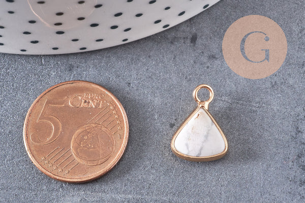 Pendentif triangle howlite,creation pendentif bijoux pierre naturelle, pendentif pierre howlite Naturel,16mm, x1 -G2095