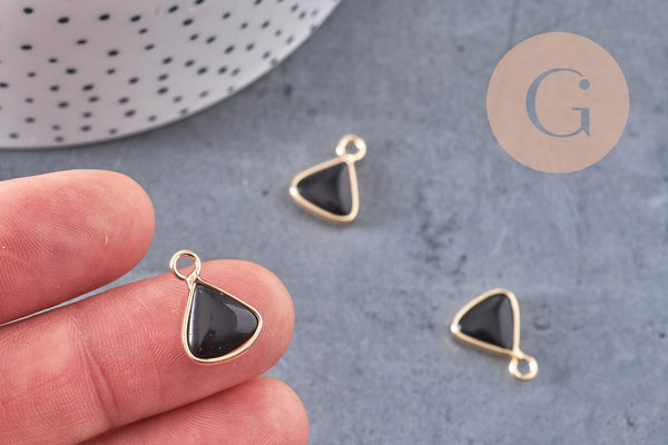 Pendentif triangle jade noir,creation bijou,pendentif bijoux, pendentif pierre naturelle,bracelet pierre, jade Naturel,16mm x1, G0953