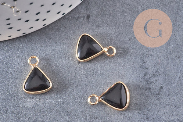 Pendentif triangle jade noir,creation bijou,pendentif bijoux, pendentif pierre naturelle,bracelet pierre, jade Naturel,16mm x1, G0953