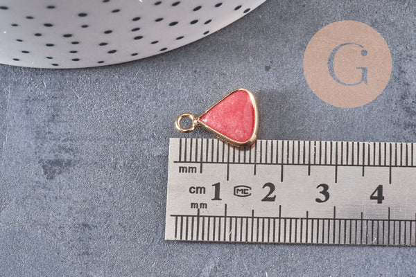 Pendentif triangle jade rouge pendentif bijoux, pendentif pierre,pierre naturelle, jade Naturel,16mm, x1 (G0051)
