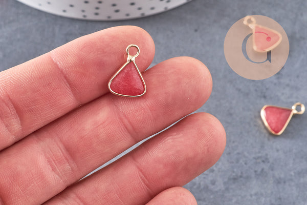 Pendentif triangle jade rouge pendentif bijoux, pendentif pierre,pierre naturelle, jade Naturel,16mm, x1 (G0051)