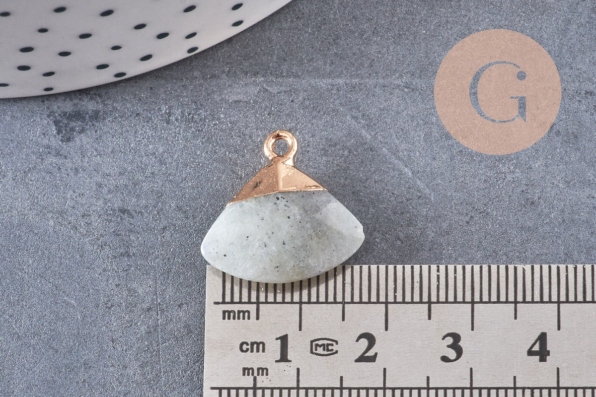 Pendentif triangle labradorite naturelle laiton doré 20mm, x1 (G2648)
