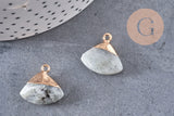 Pendentif triangle labradorite naturelle laiton doré 20mm, x1 (G2648)