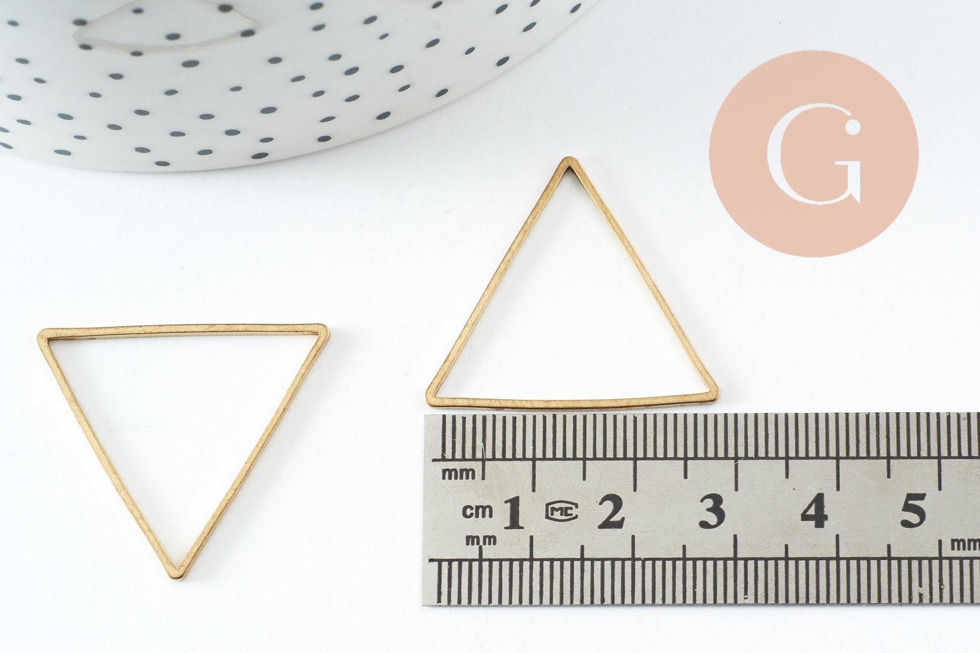 Pendentif triangle laiton brut 30mm, pendentif géométriquecréation bijoux, x10 (G2321)