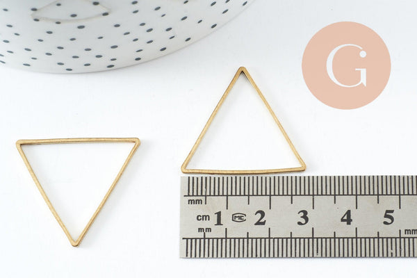 Pendentif triangle laiton brut 30mm, pendentif géométriquecréation bijoux, x10 (G2321)