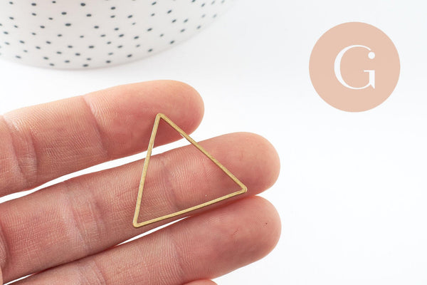 Pendentif triangle laiton brut 30mm, pendentif géométriquecréation bijoux, x10 (G2321)