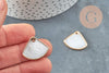 Pendentif triangle nacre blanche naturelle doré,pendentif quart de cercle nacre,coquillage blanc, 23mm, x2 G3036
