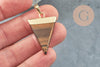 Pendentif triangle oeil de tigre naturel laiton doré 30-40mm, x1 (G5213)