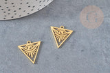 Pendentif triangle oeil protecteur acier 201 inoxydable dore 20mm, création bijoux talisman, x1, G4615