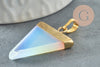 Pendentif triangle opalite blanche laiton doré 33mm, x1 (G5176)