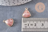Pendentif triangle quartz fraise, pendentif pierre, support doré, création bijoux pierre naturelle, pierre naturelle, 19mm, x1, G5628