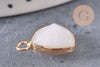 Pendentif triangle quartz rose naturel, pendentif pierre, support doré, création bijoux pierre naturelle, 19mm, x1 G5949