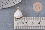 Pendentif triangle quartz rose naturel, pendentif pierre, support doré, création bijoux pierre naturelle, 19mm, x1 G5949