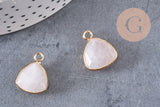 Pendentif triangle quartz rose naturel, pendentif pierre, support doré, création bijoux pierre naturelle, 19mm, x1 G5949