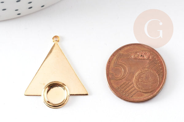 Pendentif triangle support cabochon doré 16K 29mm, x2 (G3434)