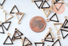 Pendentif triangle zamac doré émail noir 15mm,pendentif doré pour création de bijoux, x5 G6086