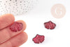 Pendentif verre fuchsia feuille gingko,pendentif verre pour création bijoux, 15x20mm, x10 (G4702)