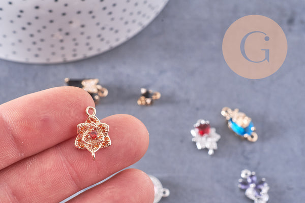 Pendentif verre pierre résine druzy zamac doré 10.5-26mm, x1 (G6415)