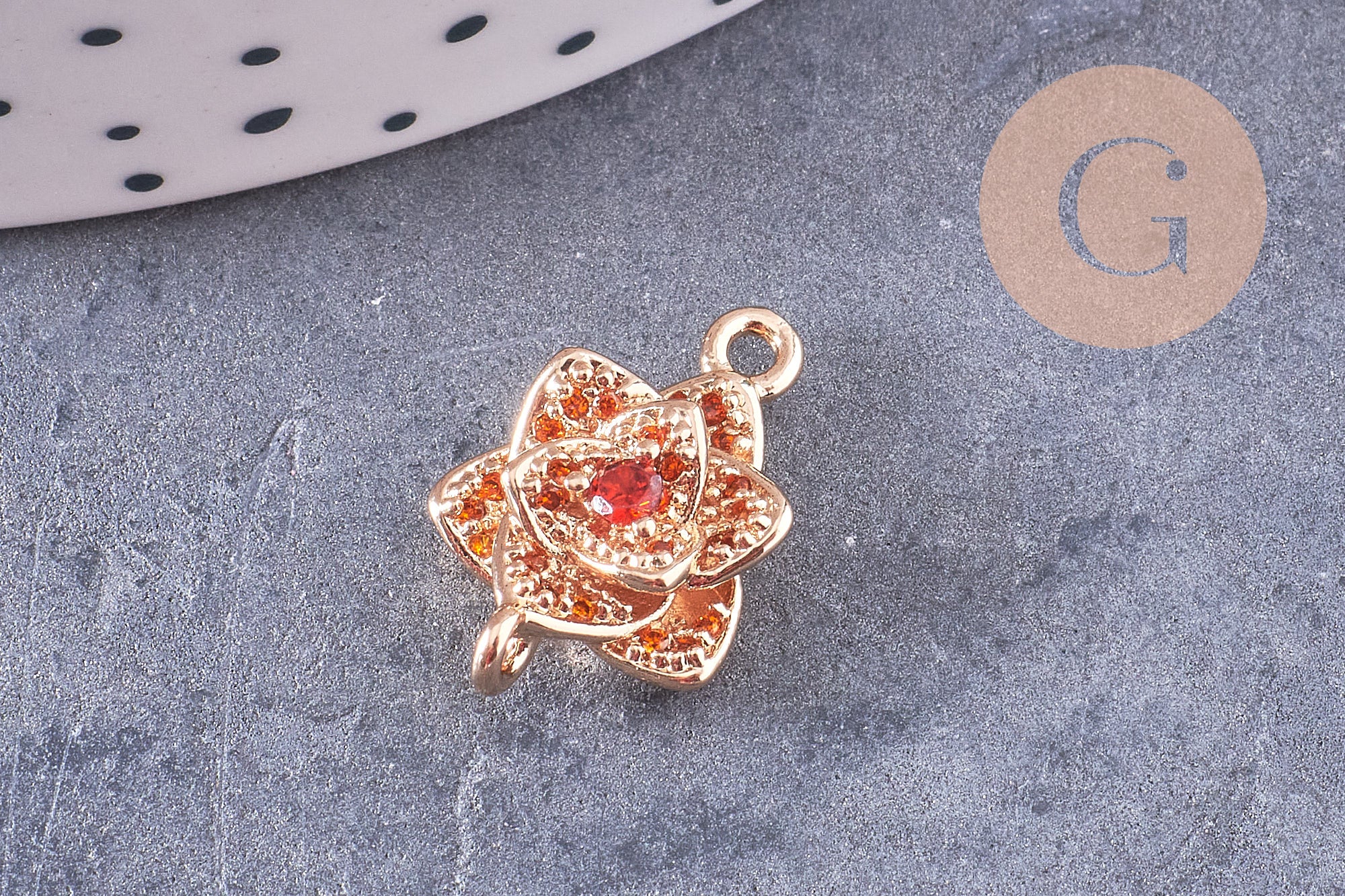 Pendentif verre pierre résine druzy zamac doré 10.5-26mm, x1 (G6415)