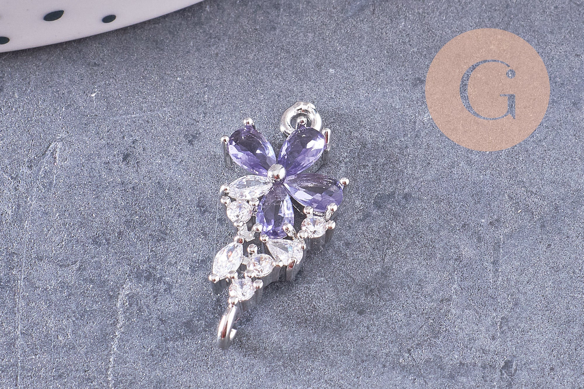 Pendentif verre pierre résine druzy zamac doré 10.5-26mm, x1 (G6415)