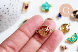 Pendentif verre pierre résine druzy zamac doré 10.5-26mm, x1 (G6415)