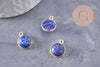 Pendentif visage de lune lapis lazuli naturel argent 925 doré 18K 19mm,pendentif amulette pierre naturelle x1 (G9876)